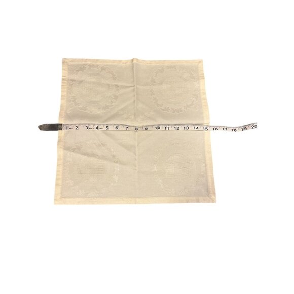 Set Of 6 Vintage Ivory Embroidered Linen Napkins With Floral Cross-Stitch Design - Picture 15 of 16